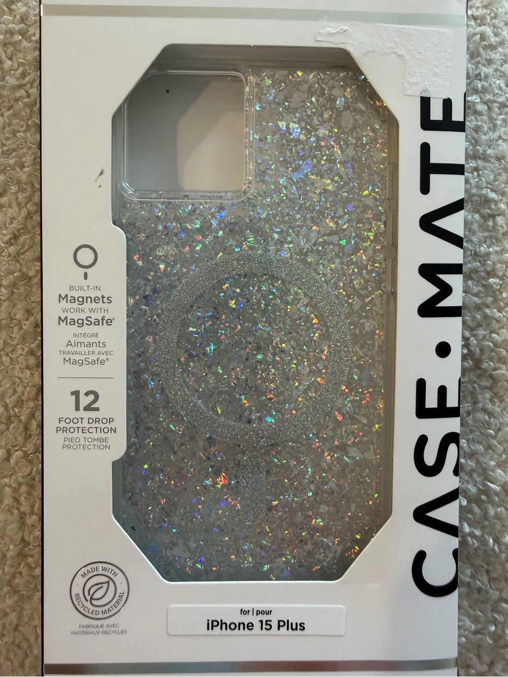 Case mate i phone 15 plus new in box, sparkle case
